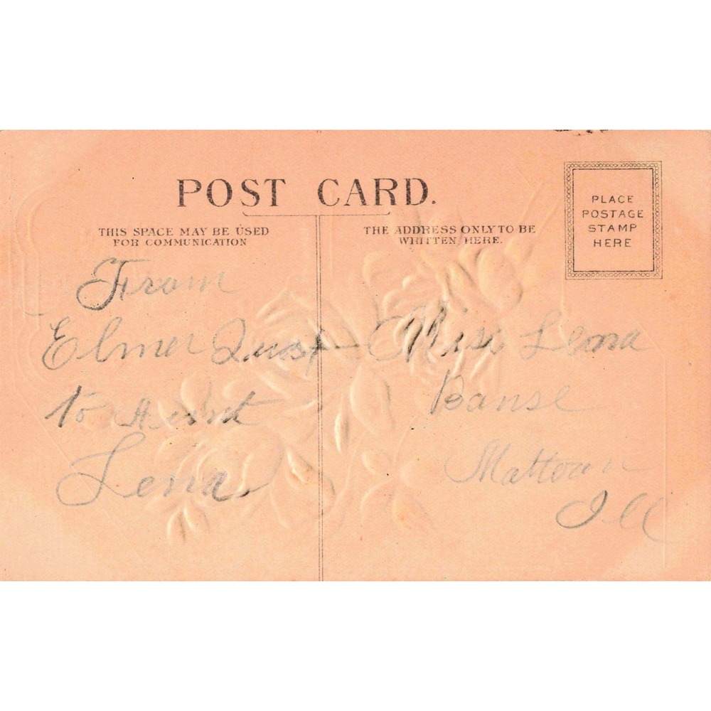Vintage Embossed Happy Birthday Postcard Pink Roses Scenic Landscape 395 - Picture 2 of 2